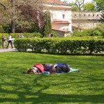 At and around a central leisure area