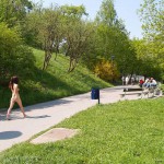 At and around a central leisure area