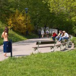 At and around a central leisure area