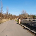 On and next to a road