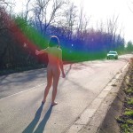 On and next to a road