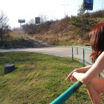 On and next to a road