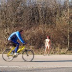 On and next to a road