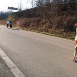 On and next to a road