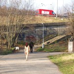 On and next to a road