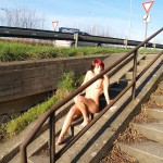 On and next to a road