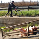 On and next to a road