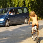 Playing beach volleyball and riding a bike