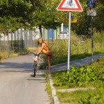 Playing beach volleyball and riding a bike