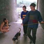 On a railway and pedestrian