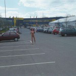 At the parking lot of a shopping