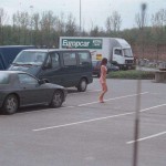 At the parking lot of a shopping