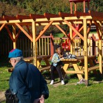 In a park and rollerblading