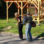 In a park and rollerblading