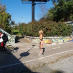 In a park and rollerblading