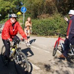 In a park and rollerblading