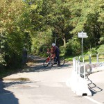 In a park and rollerblading