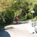 In a park and rollerblading