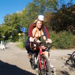 In a park and rollerblading