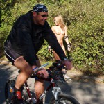 In a park and rollerblading