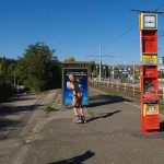 In a park and rollerblading