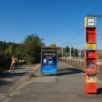 In a park and rollerblading