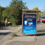 In a park and rollerblading