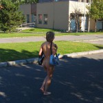 In a park and rollerblading