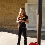 At an outdoor shopping center