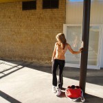 At an outdoor shopping center