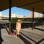 At an outdoor shopping center