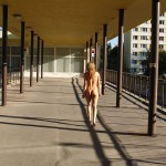 At an outdoor shopping center