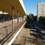 At an outdoor shopping center