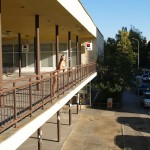 At an outdoor shopping center