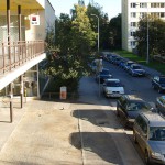 At an outdoor shopping center