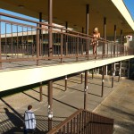 At an outdoor shopping center