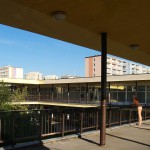 At an outdoor shopping center