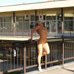 At an outdoor shopping center