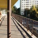 At an outdoor shopping center