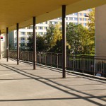 At an outdoor shopping center