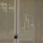 At an outdoor shopping center