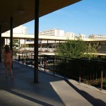 At an outdoor shopping center