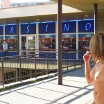 At an outdoor shopping center