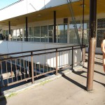 At an outdoor shopping center