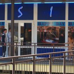 At an outdoor shopping center