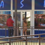 At an outdoor shopping center