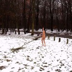 At a hut and in a mud puddle