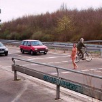 At a traffic light and zebra crossing