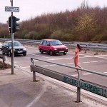 At a traffic light and zebra crossing