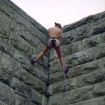 At the wall of a downtown bridge